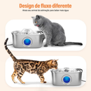 Bebedouro para Gatos Inoxidável 3,2L Automático Filtro Água Fresca - Com Visor Transparente