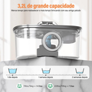 Bebedouro para Gatos Inoxidável 3,2L Automático Filtro Água Fresca - Com Visor Transparente