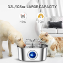 Bebedouro para Gatos Inoxidável 3,2L Automático Filtro Água Fresca - Com Visor Transparente