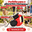 Guia Dupla Retrátil para 2 Cães | Resistente, Luz LED e Trava Automática, Perfeita para Passeios Noturnos