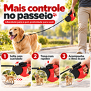 Guia Dupla Retrátil para 2 Cães | Resistente, Luz LED e Trava Automática, Perfeita para Passeios Noturnos