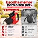 Guia Dupla Retrátil para 2 Cães | Resistente, Luz LED e Trava Automática, Perfeita para Passeios Noturnos