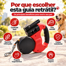 Guia Dupla Retrátil para 2 Cães | Resistente, Luz LED e Trava Automática, Perfeita para Passeios Noturnos