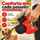 Guia Dupla Retrátil para 2 Cães | Resistente, Luz LED e Trava Automática, Perfeita para Passeios Noturnos